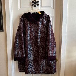 Dennis by Dennis Brasso Animal Print Swing Coat Soft Brushed Fleece Lining 2XL